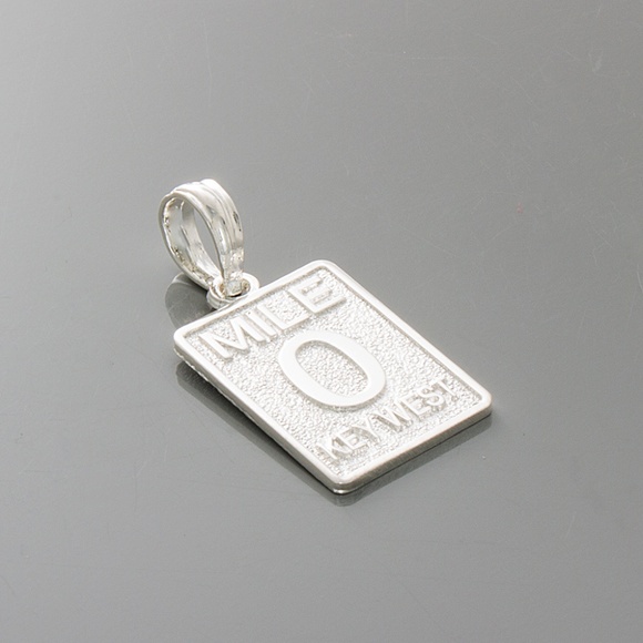 925 Silver Small Small Travel Charm Pendant, Key West Mile Marker 0 landmark - Picture 2 of 7